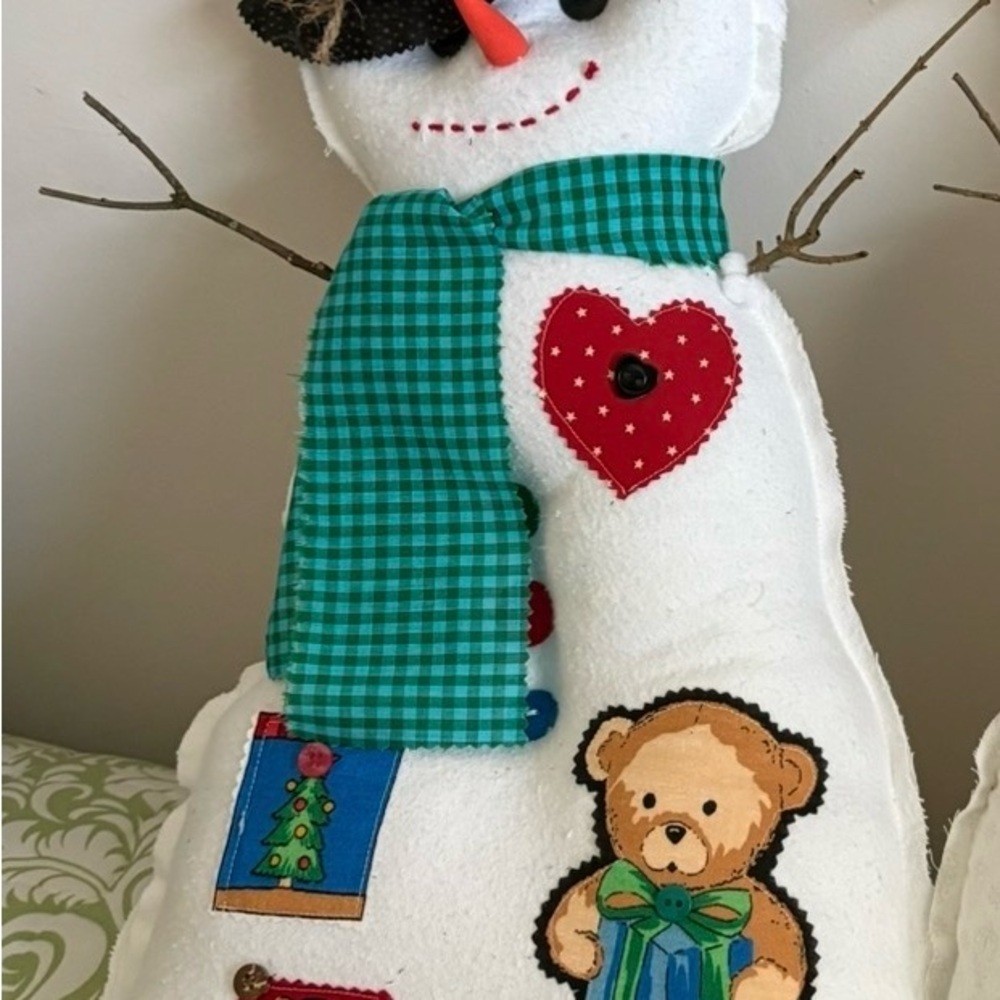 Festive Snowman Plush with Green Scarf